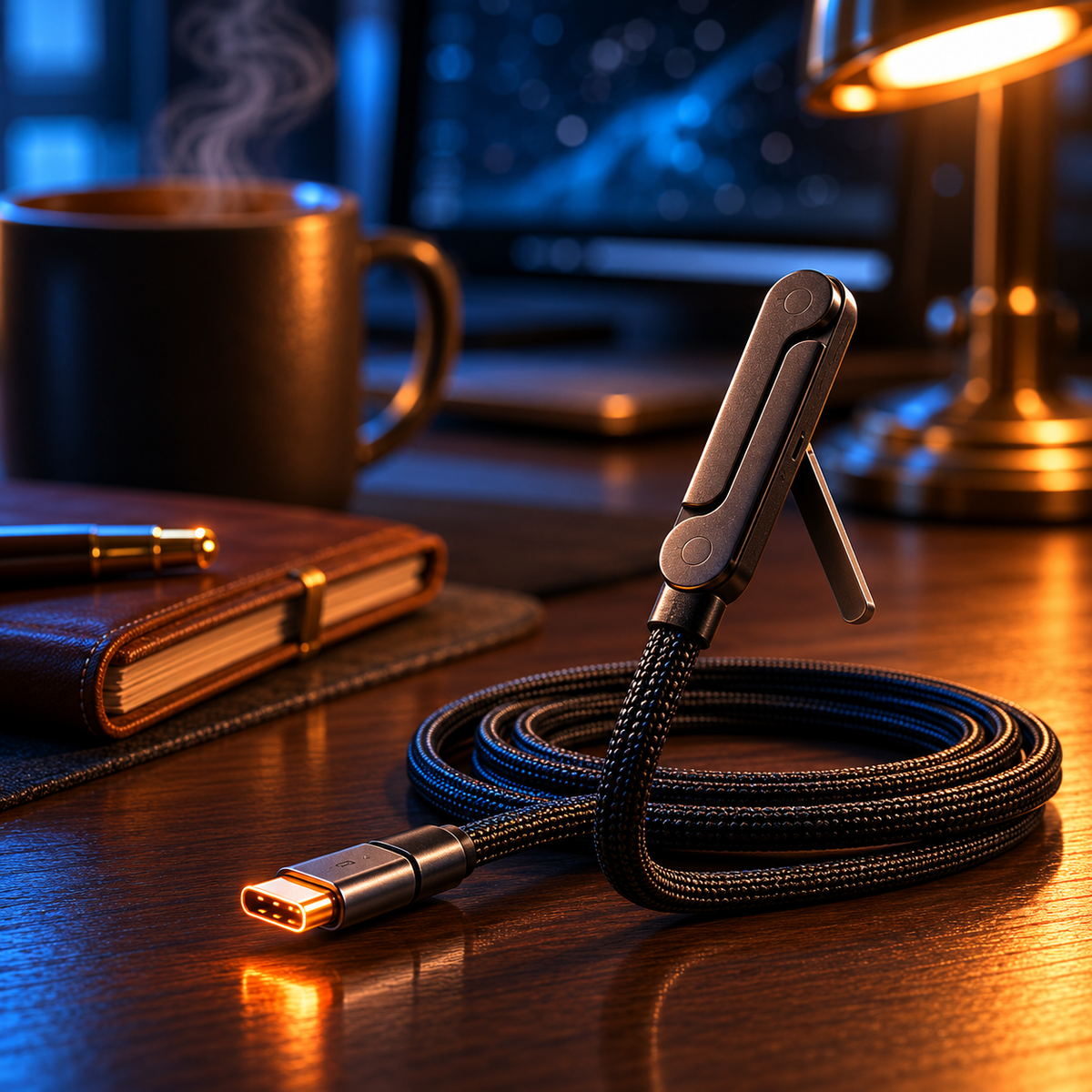 Lyres Kijk & Laad Kabel — USB-C Kabel met Ingebouwde Standaard