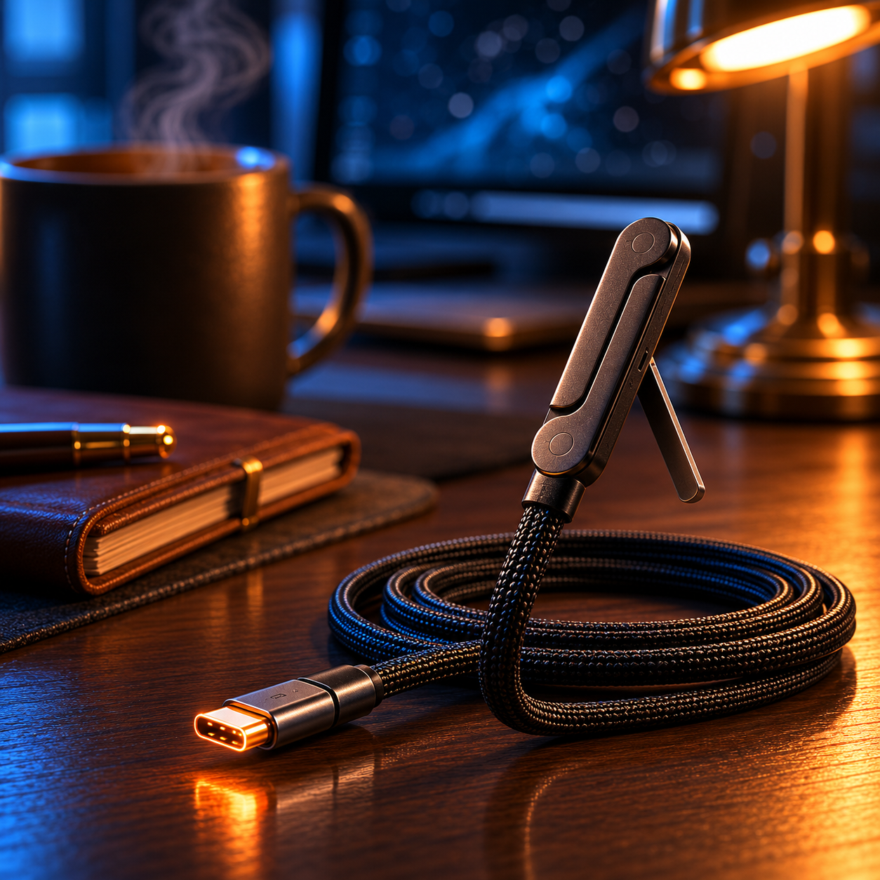 Lyres Kijk & Laad Kabel — USB-C Kabel met Ingebouwde Standaard